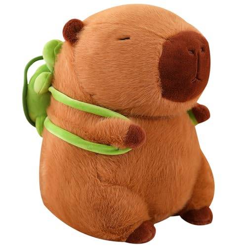 TOPLITHE Capybara gosedjur, Capybara plyschdjur med sköldpaddsryggsäck, leksak, mjukisdjur, mjuk leksak, present för barn, pojkar, flickor (23 cm)