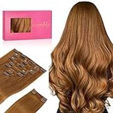 WENNALIFE Clip In Extensions äkta hår, 150 g, 60 cm, 9 st Auburn Ginger Clip In Extensions Hair Extensions Clip In Remy naturliga hårförlängningar, hårförlängning äkta hår