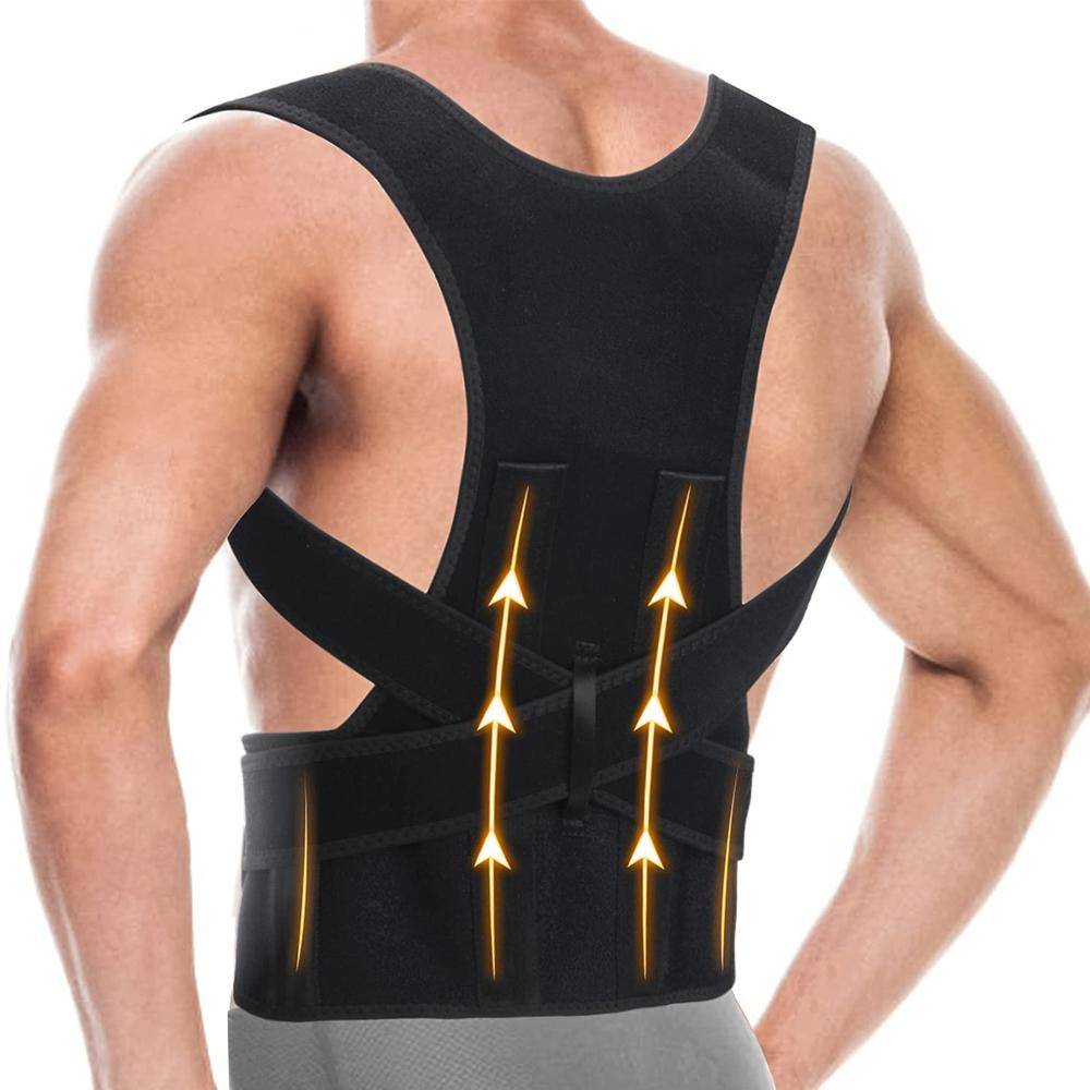 Back Brace Posture Corrector For Women Men Lumbar Support Shoulder Posture Support Improve Posture Comfortable Fit M svart