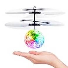 Vrxeqi Flygande boll, RC flygande boll leksak present till barn pojkar flickor 8 9 10 11 12 år gammal, infraröd induktionshelikopter flygplan fjärrkontroll med LED-ljus inomhus utomhusspel