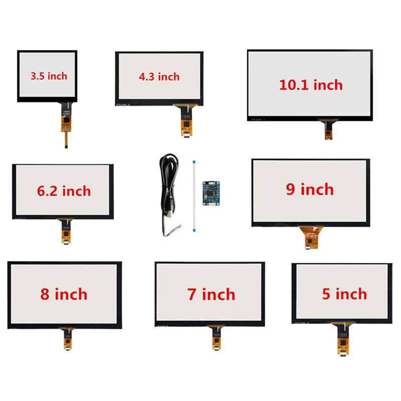 3,5/4,3/5/6,2/7/8/9/10,1 tums Raspberry Pi Industrial Equipment PC Bil Kapacitiv Digitizer Touch Screen Panel USB-drivrutinskort svart