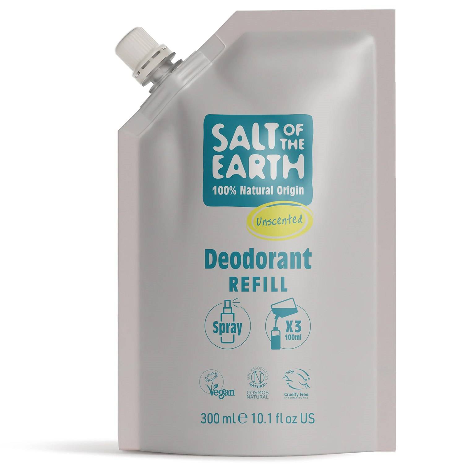 Salt of the Earth Unscented Refillable Deodorant Spray (300 ml (Refill))