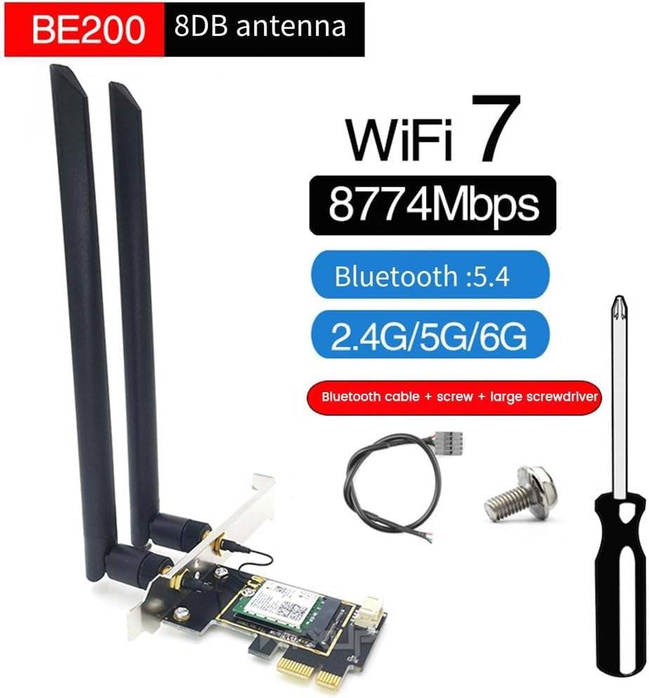 NÖRDIC WiFi 7 PCIe x1 Wireless Network Adapter Card with Intel BE200 Chipset 8800Mbps Bluetooth 5.4