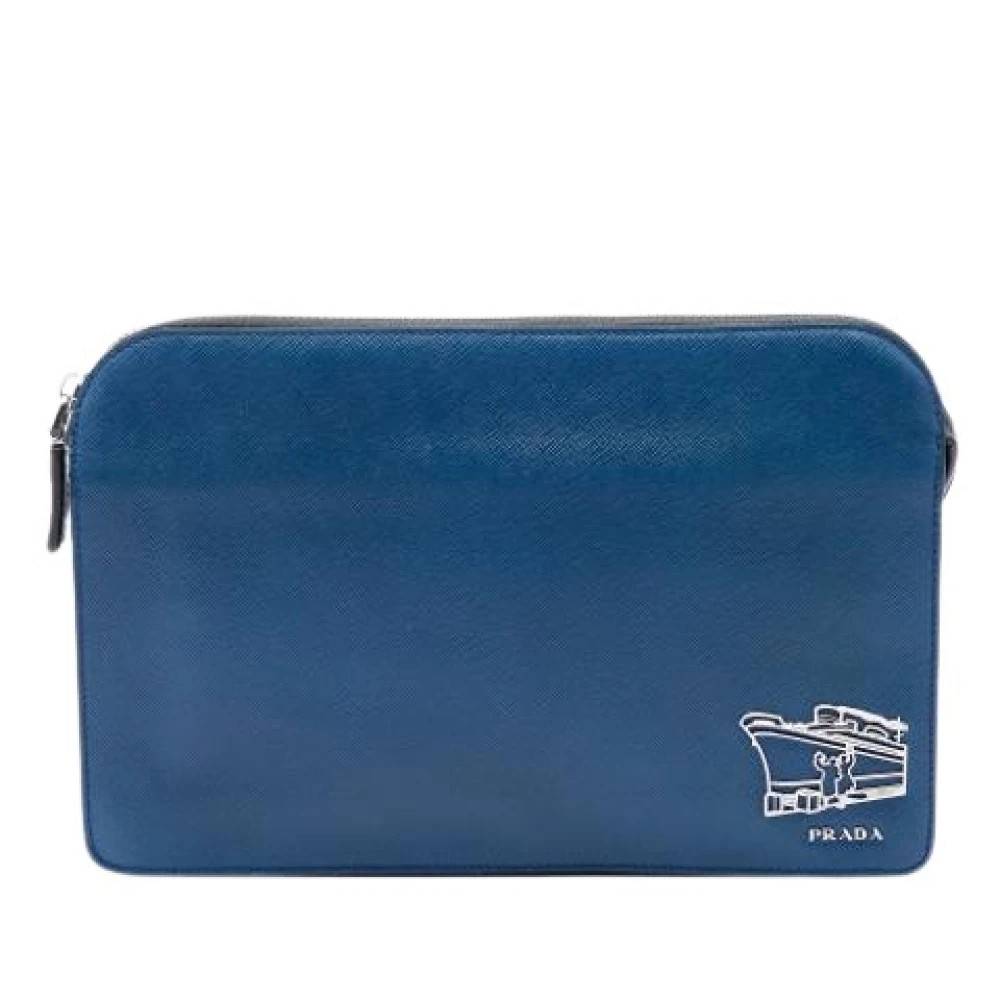 Prada Vintage Pre-owned Vintage Clutch - Vintage - Herre - Blå - ONE SIZE - Læder