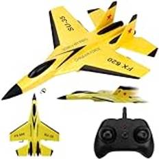 Pineeseatile Fjärrstyrd Flygplan 2,4GHz SU-35 Plan RC Automatisk Balans EPP Flygplan Drönare med LAGUE Modell Leksak för Barn Vuxna Gåvor, Gul, Fjärrkontroll