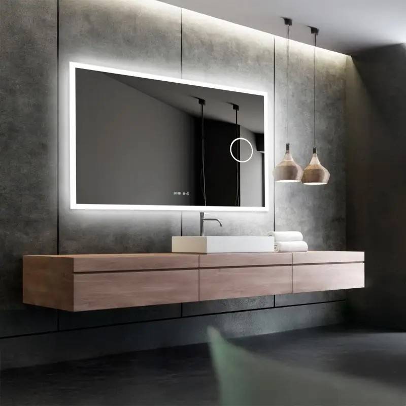 Nordic Bad Mie 7 LED-spejl, m/antidug, kosmetik og højtaler, 140 x 80 cm