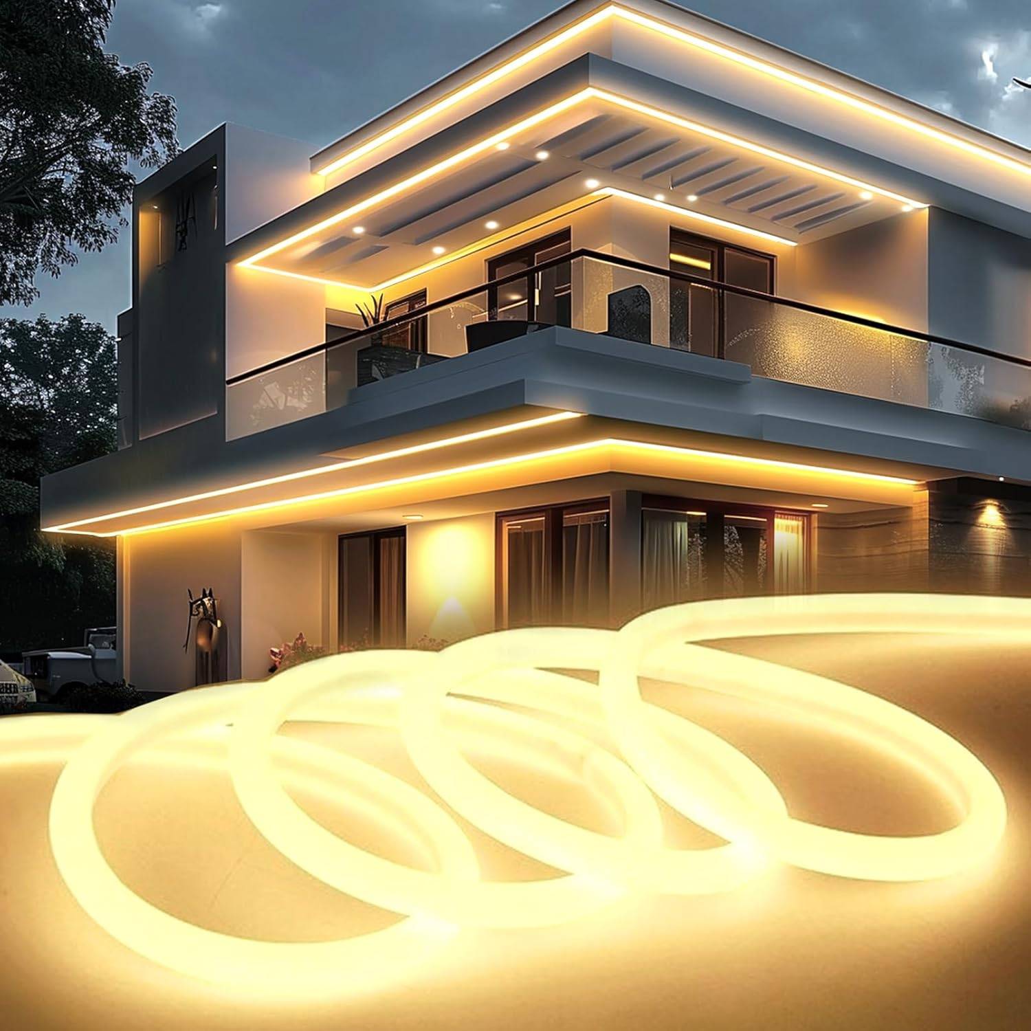 220V 1M-20M Neon LED-remsa IP65 Vattentät LED-remsa Inomhus Utomhusbruk med EU-kontakt Flexibel Neonljusremsa för Rum, Kök, DIY-dekoration