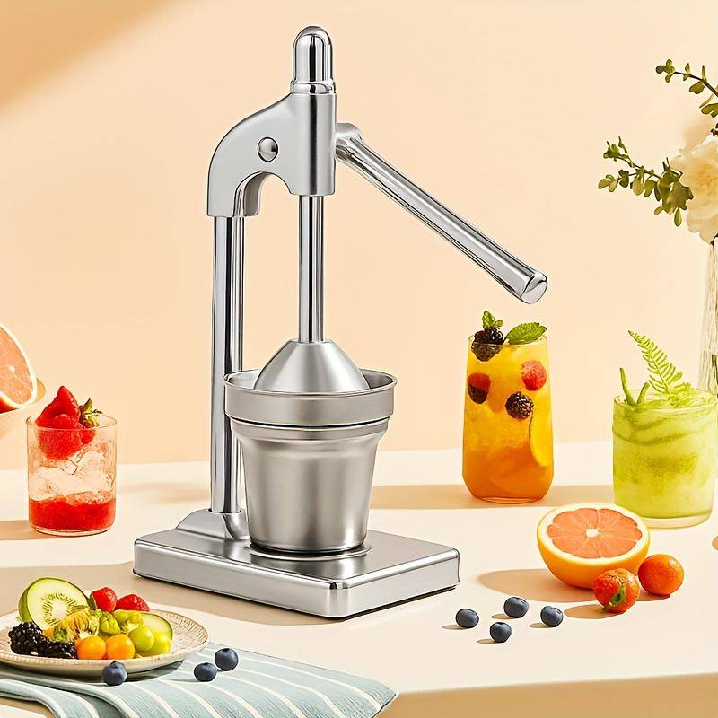 1 st Premium Manuell Juicer i Rostfritt Stål, Handpress Citronpress, Fruktjuicer med Ergonomiskt Handtag,