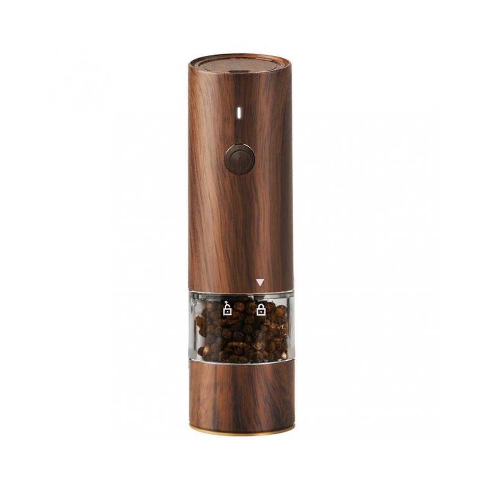 (Wood Grain) Rechargeable Electric Salt and Pepper Grinder - Automatic Spice Mill for Kitchen Supplies, Home, Hotel, and Restaurant Use