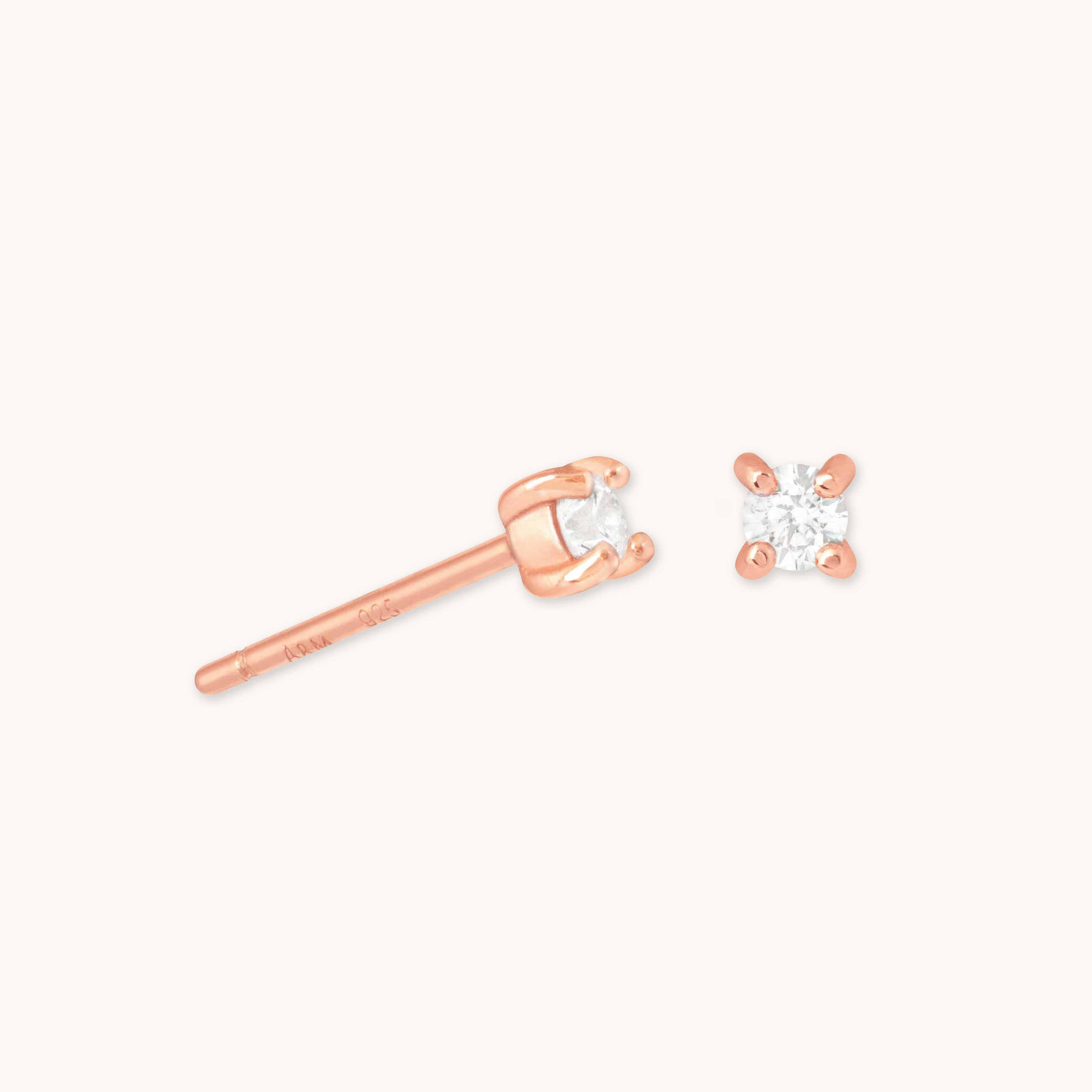 April Birthstone Stud Earrings in Rose Gold with White CZ | Jewellery by Astrid & Miyu