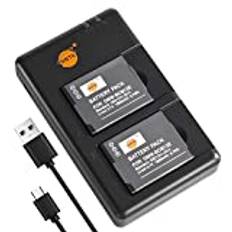 DSTE 2 st DMW-BCM13E DMW-BCM13PP (1800 mAh/3,7 V) batteriladdare set kompatibel med Panasonic Lumix DMC-LZ40, DMC-TZ40, DMC-TZ55, DMC-TZ60, DMC-ZS27, DMC-ZS30, DMC-ZS35, DMC-ZS40, DMC-ZS5, DMC-ZS5,