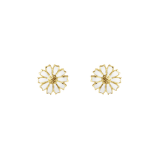 DAISY Ørestikker, Georg Jensen, Sterlingsølv belagt med 18 kt. guld / Hvid emalje