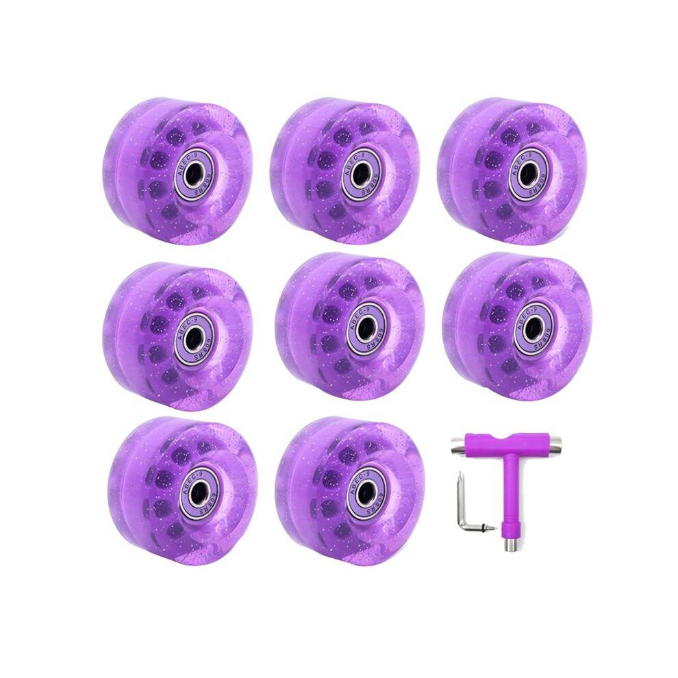 8 Pack 32 x 58mm 82A Roller Skate Wheels with Bearing,with Multi-Function Skateboard Roller Skating Accessories