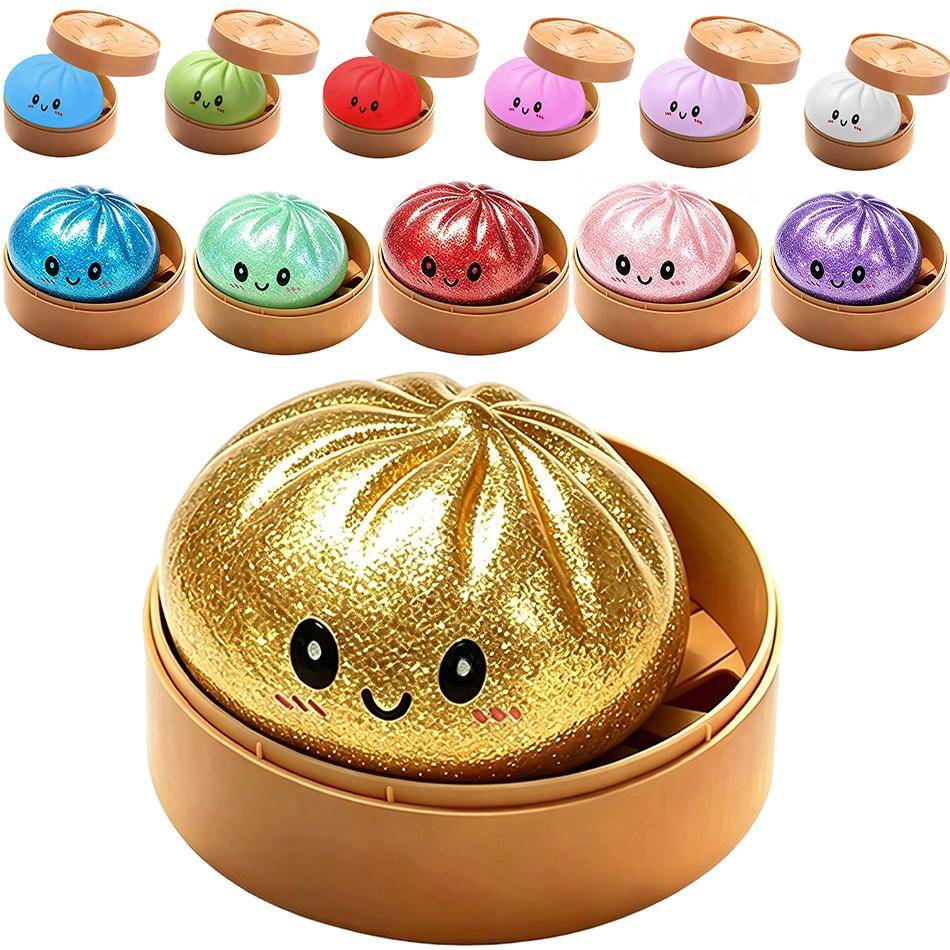 Glitter Dumpling Glitter Dumpling Squishy Med Låda Dumplings Sensorisk Klämleksak För Stresslindring