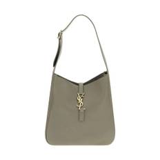 Saint Laurent, Taske, Dame, Grå, ONE SIZE, Uld, Kornet Læder Skuldertaske med YSL Logo