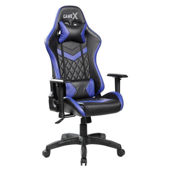 GameX Lopez kunstlæder sort/blå 70x65x134cm