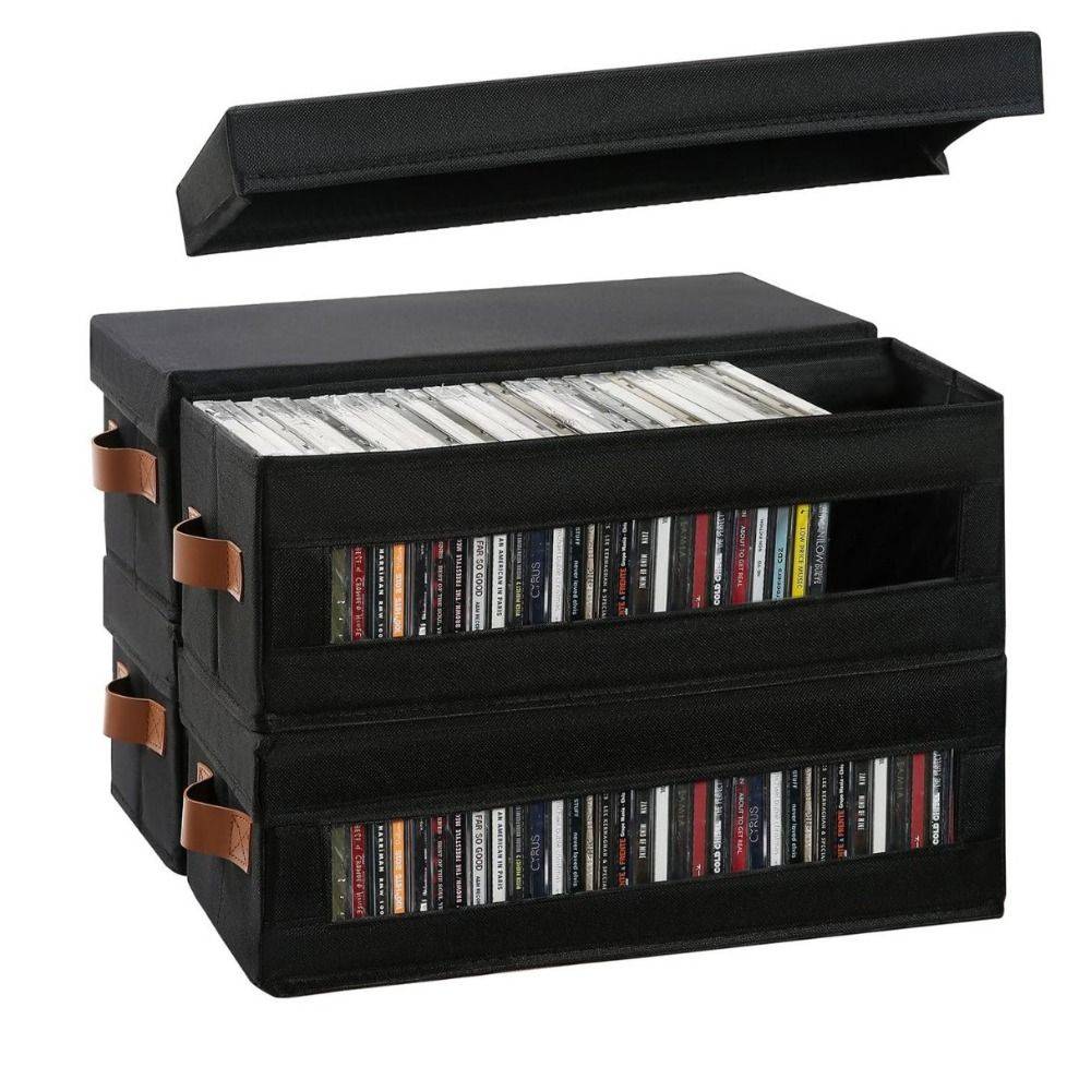 med handtag Stapelbar CD-fodral Synligt fönster CD-hållare Premium CD-förvaringslåda Medieförvaring