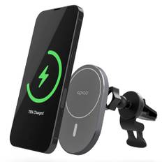 Epico Ellipse Magnetisk Mobilholder til Bil m. 15W Trådløs Opladning & 18W Biloplader - MagSafe Kompatibel - Space Grey (DEMO)