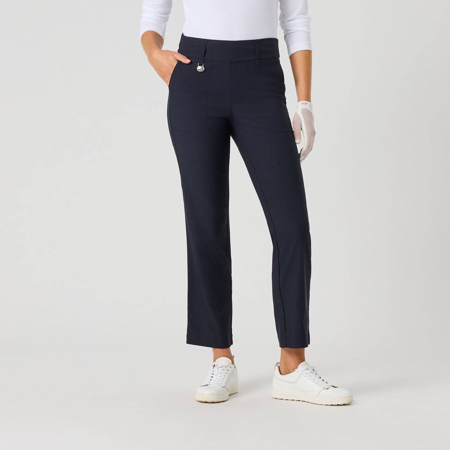 Daily Sports Ladies Pull-On Ankle Trousers with Super-Stretch Finish in Navy - UK 8