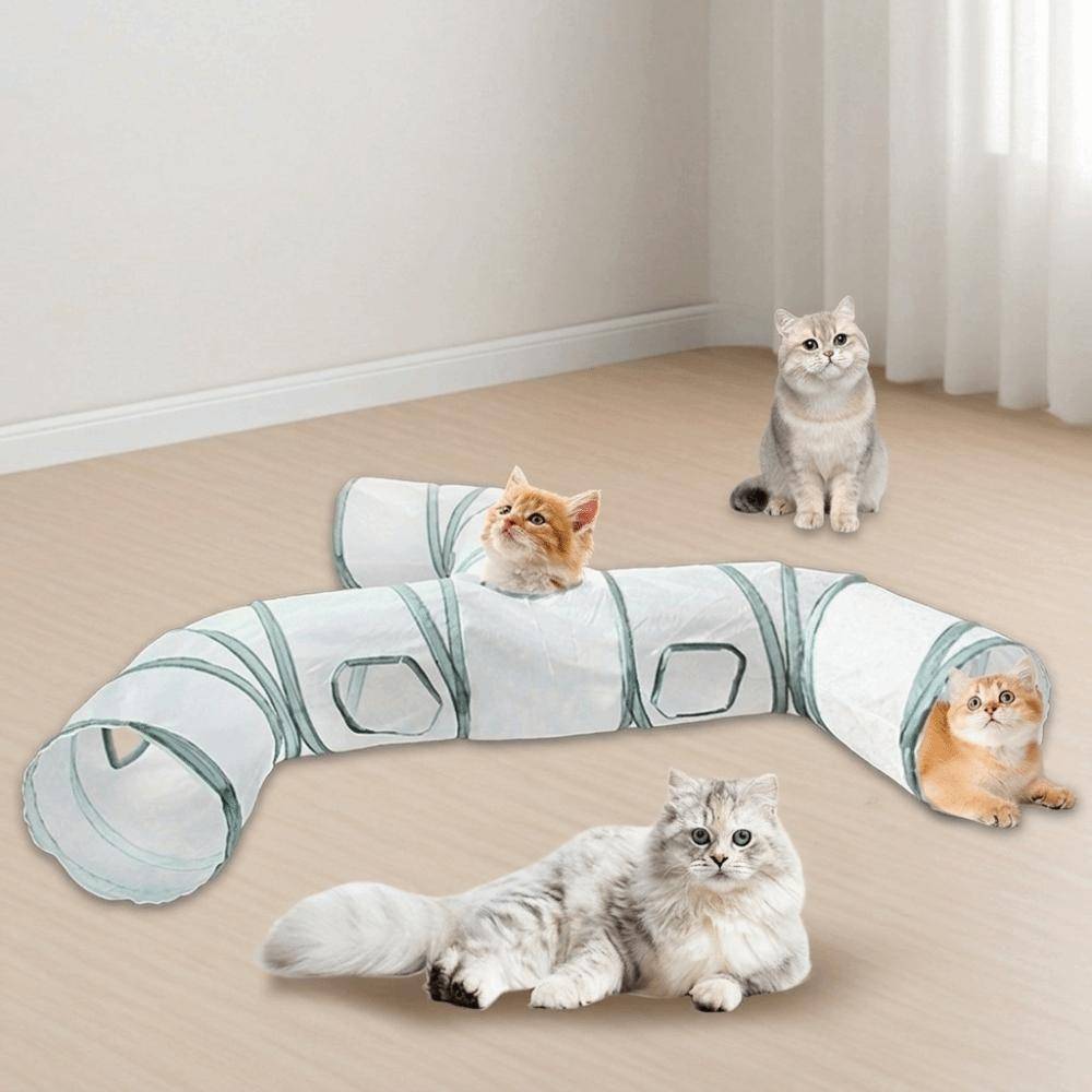 Utökningsbar Fällbar Kattunnel Leksak Ventilerande Husdjurslekrör Katt Gömställe Jaktlek vit