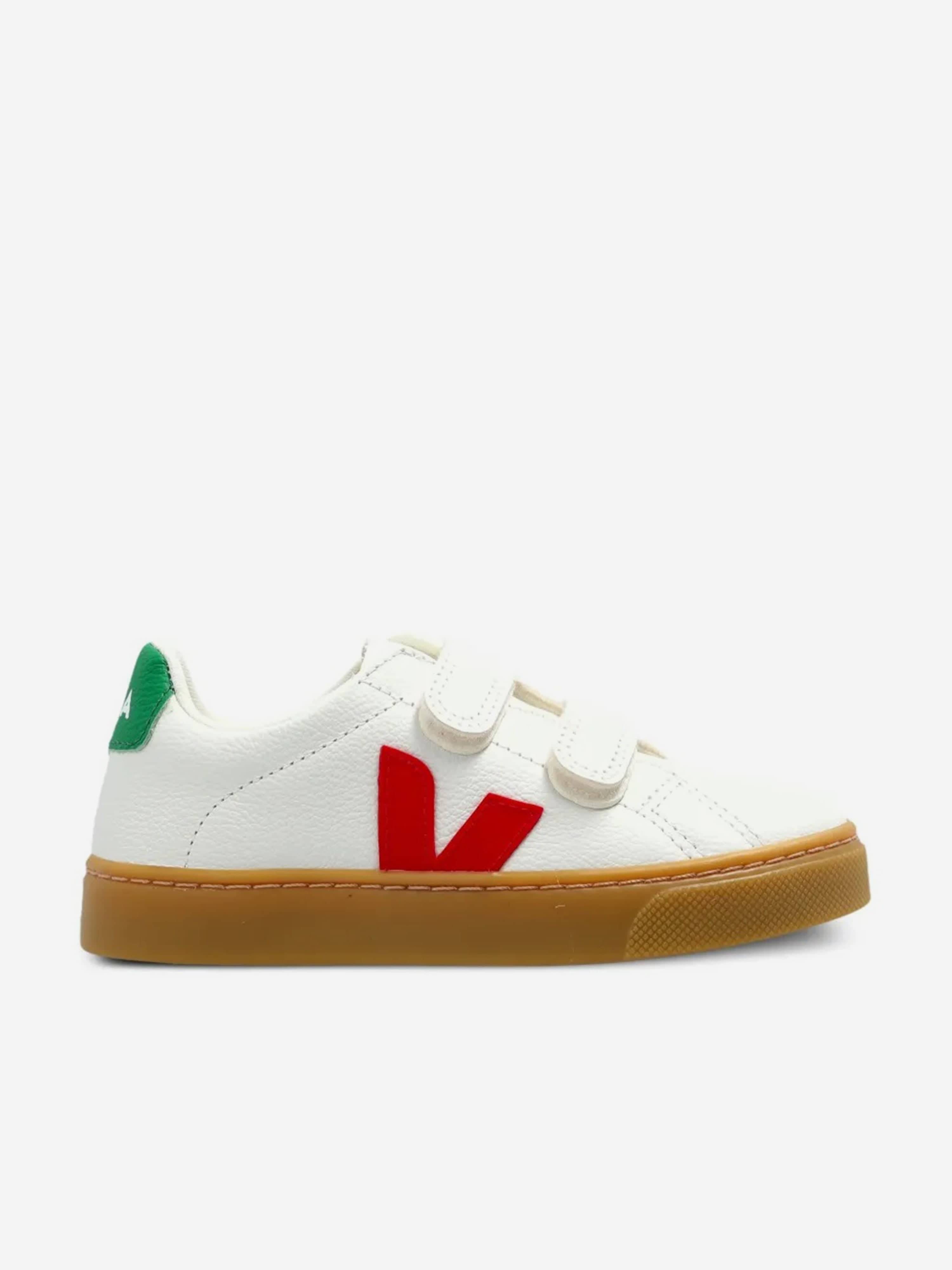 Veja Kids Chromefree Leather Small Esplar Traners in White - White / EU 35 UK 3 (EU 35 UK 3)