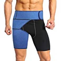 Kompressionsärmar för lår och groin stöd, neopren lårskydd för kvinnor och män, kompressionslårbandage justerbara remmar, mer effektiv träning och läkning, en storlek