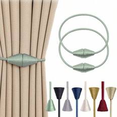 Magnetiska konformade gardinband (set om 1/2/4/6), elegant vävd design i europeisk stil, enkla gardinhållare, perfekt för hem- och kontorsinredning, k - Grön