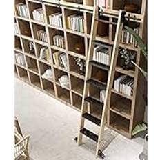 CXEGCCUF Biblioteksstege rullande kit skjutskena spår hårdvarusats stege spårsystem skjutande trä dörr skena kit garderobssats runt rör kolstål glid (ingen stege) (Storlek: 400 cm spårkit)