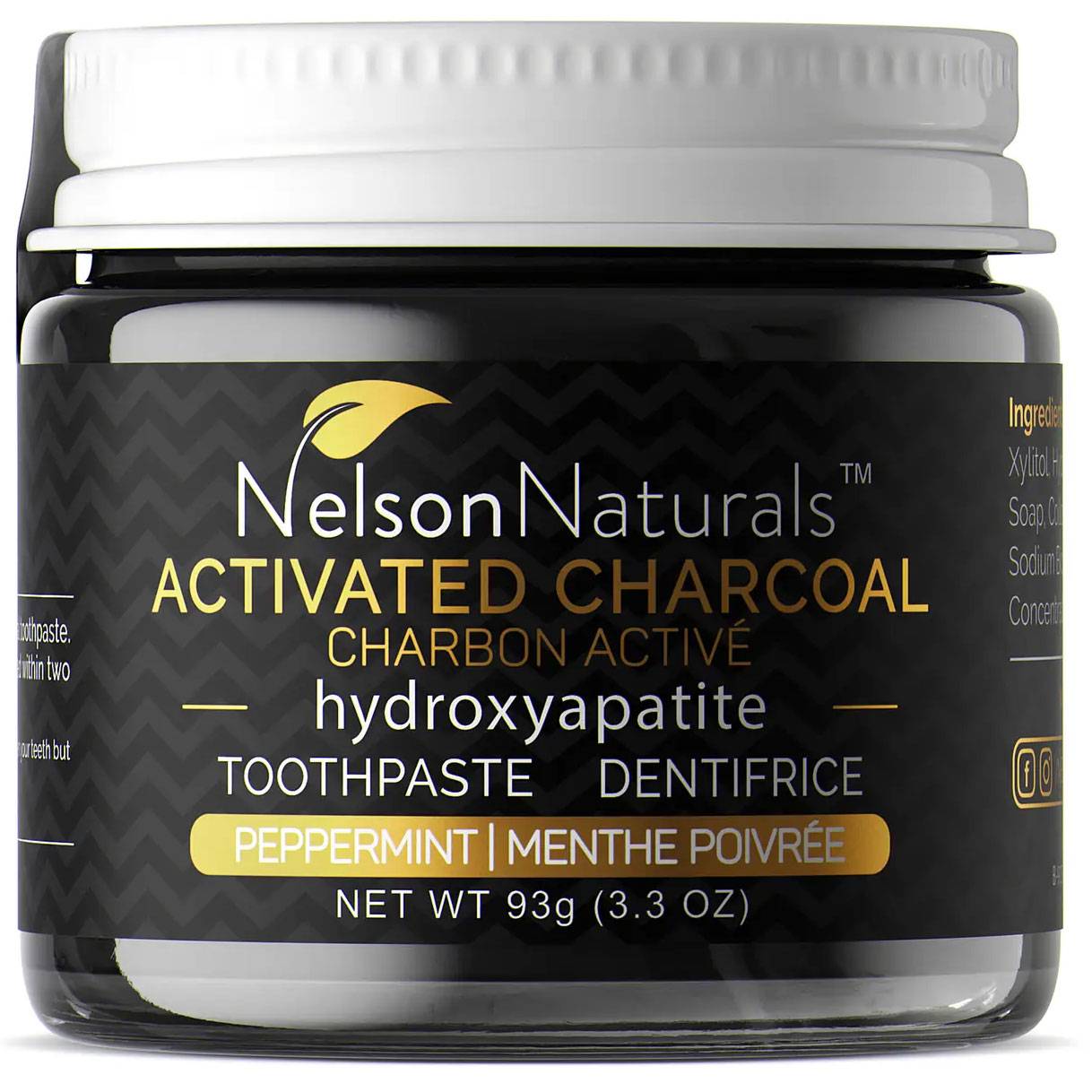 Hydroxyapatit & Xylitol Tandkräm NELSONS Naturals Activated Charcoal 93g