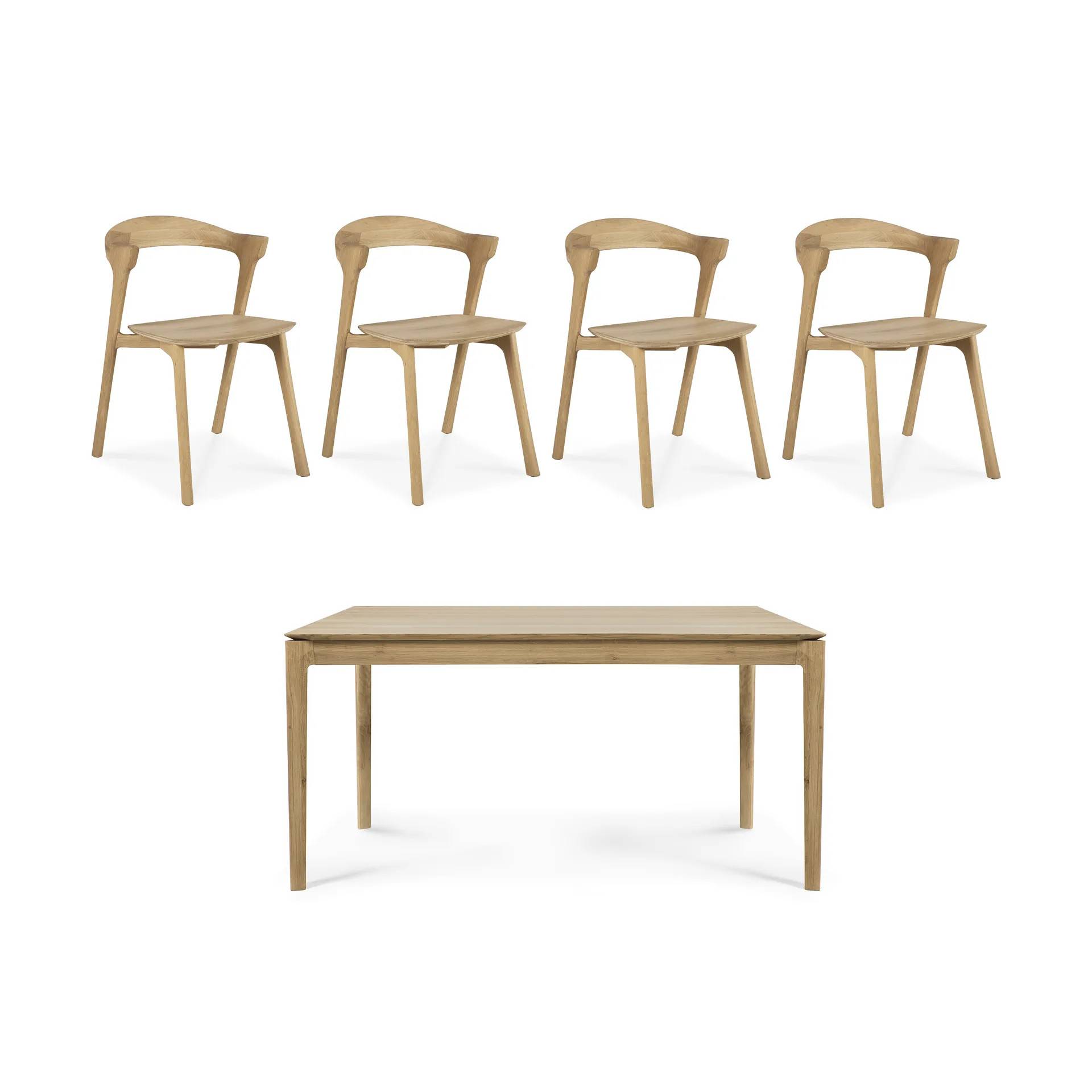 Ethnicraft Bok matbord 160 cm + stol 4-pack - Hårdvaxoljad ek