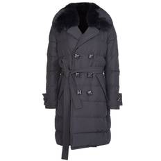 DSQUARED2 Dsquared Womens Fur Collar Trench Coat Size: 38, colour: BLA