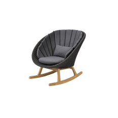 Peacock gyngestol - Dark grey, medium flat Cane-line Soft Rope w/teak / Grey, Cane-line Natté w/QuickDry & Airflow