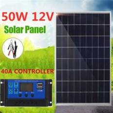 50w solpanel usb 12v monokristallin cell +40a sol laddningsregulator för batteriladdare med batteriklämma