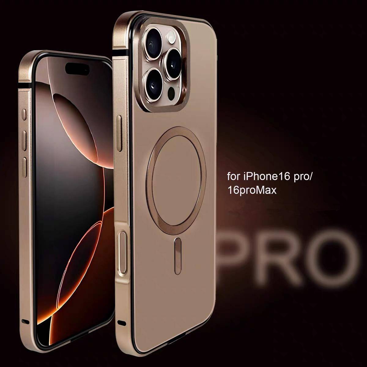 För iPhone 16 17 Pro Max Metall Titan Magnetiskt Laddningsfodral För iPhone 15 Pro Max Rostfritt Stål Stötdämpande Skydd