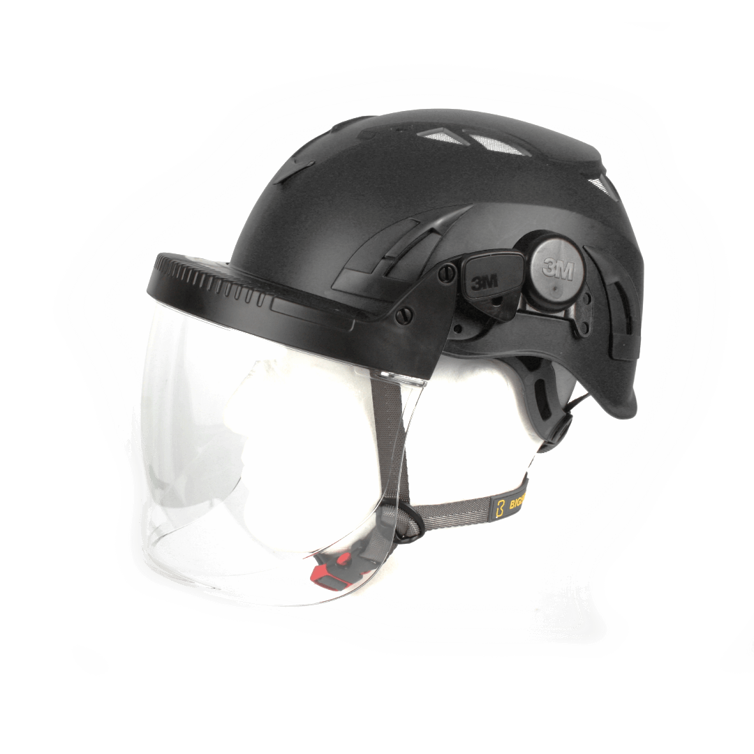 Premium BIGBEN UltraLite sikkerhedshjelm med ansigtsvisir, hagerem, 6 punkt hovedbånd, størrelse 51-62 cm, riggerhjelm