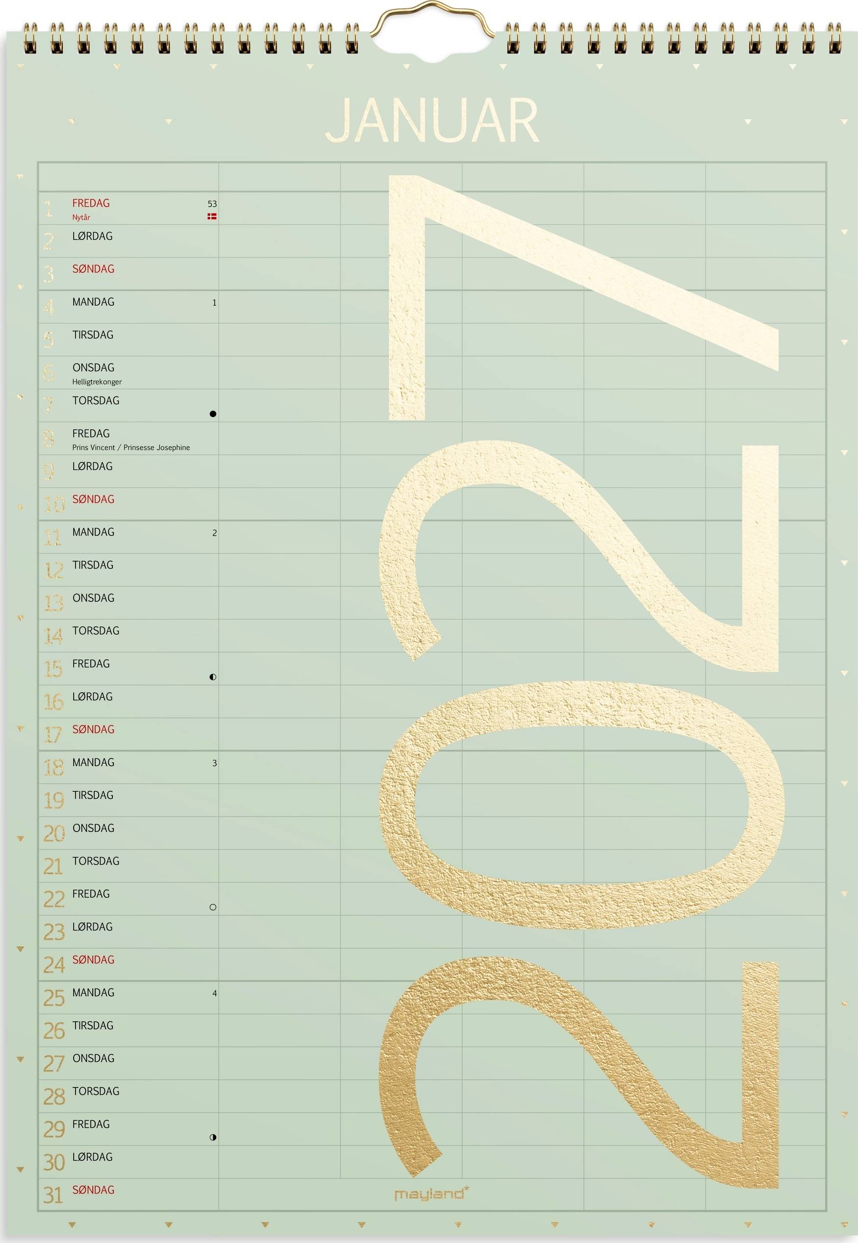 Mayland 2027 Vægkalender, Color, lille