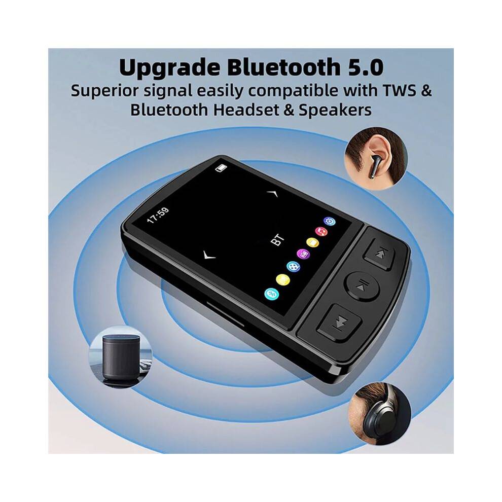 Portable MP3 Player Sport Clip Walkman HiFi Sound 5.0 Student Walkman 1.8 Inch Screen with FM Radio E-Book