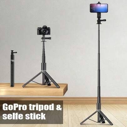 Ny 1,6 m selfiepinne i aluminiumlegering med stativ, mobilhållare, kan hållas i handen eller placeras på marken. Lämplig för webbkameror och kameror - - Multi-color (A)
