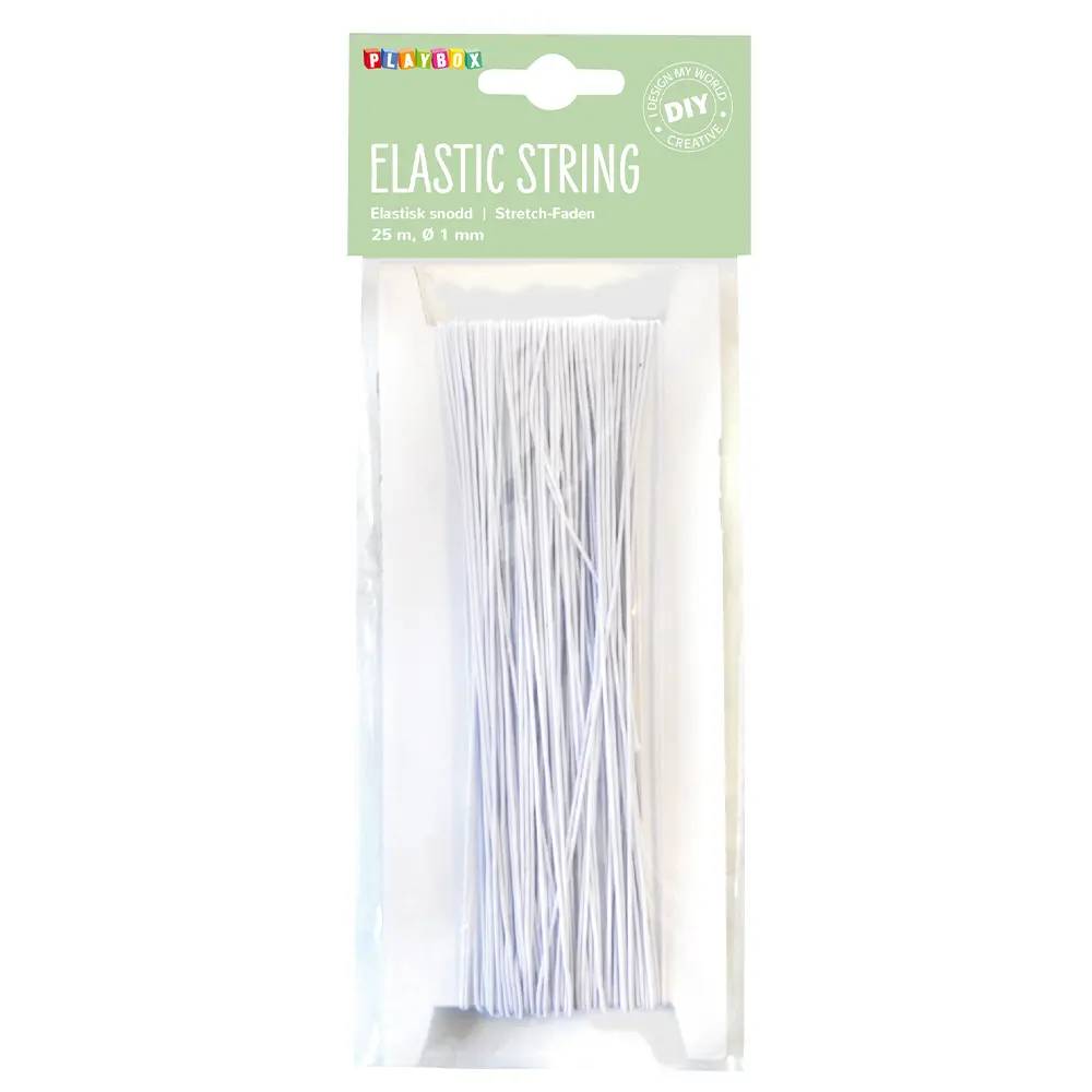 Elastisk snodd Playbox, vit, 1 mm, 25 m