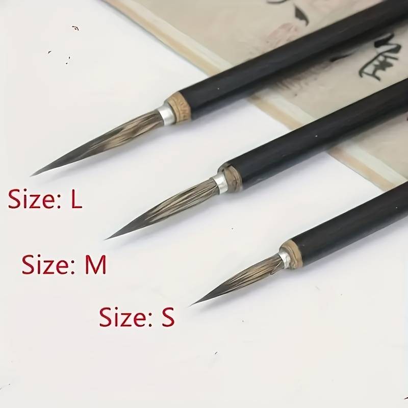 TEMU A Collection Of 3 Crocheted Brushes, Including A Chinese Painting Brush For Tracing Lines, A Fine Pen For Flowers And Birds, And An Elegant Calligraphy Brush With A .