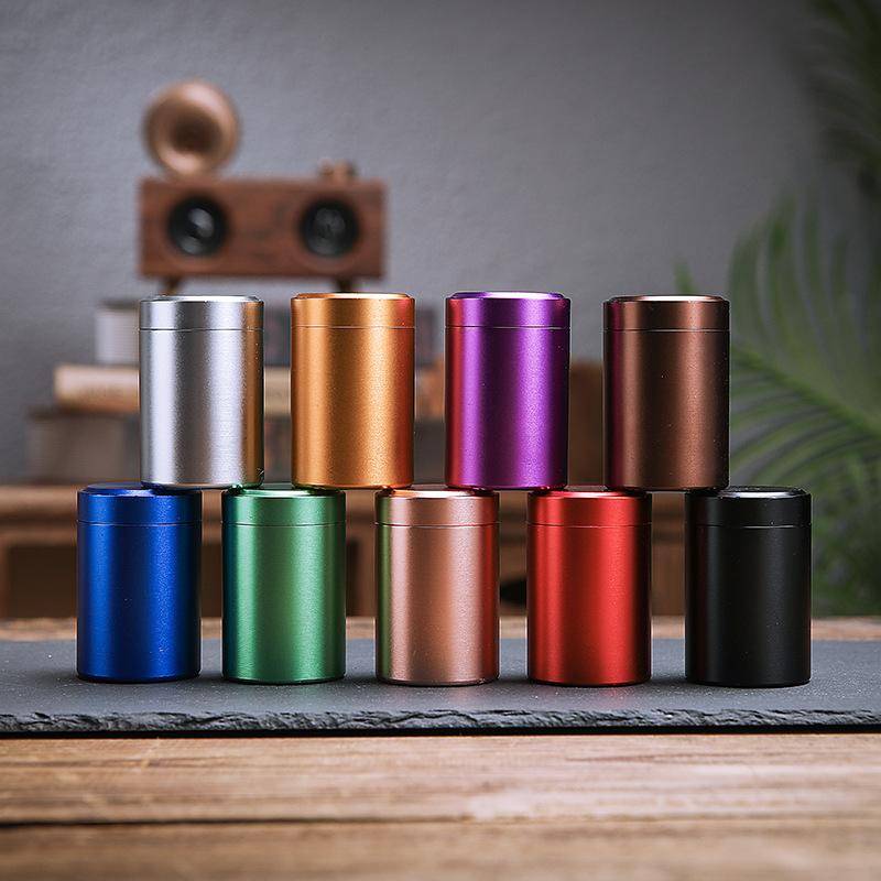Lufttät luktsäker tebehållare i aluminiumlegering Mini örtförvaringsburk Bärbar kaffeförvaringsbehållare Läckagesäker teburk