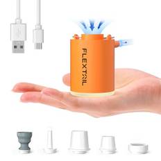 FLEXTAILGEAR Mini Pump Pro, 4 kPa elektrische Luftpumpe, DREI Campinglichter, Aufblasen/Entleeren von Luftmatten, wiederaufladbare Campingpumpe für Luftmatratzen, Schwimmringe, Vakuumbeutel （Orange）