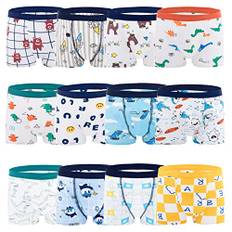 JackLoveBriefs Boxershorts för pojkar, bomull, dinosaurie-och isbjörnsmönster, 12-pack, 1–13 år, 3-5 år
