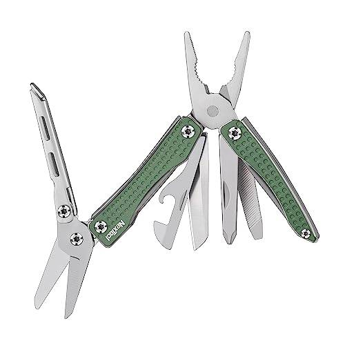 Nextool Multitool, Mini Flagship 10 i 1 Mini Multiverktyg, Vikbart Multiverktyg med Fickkniv, Tång, Burköppnare, Sax, Skruvmejsel, Flasköppnare för Camping/Män Presentgrön