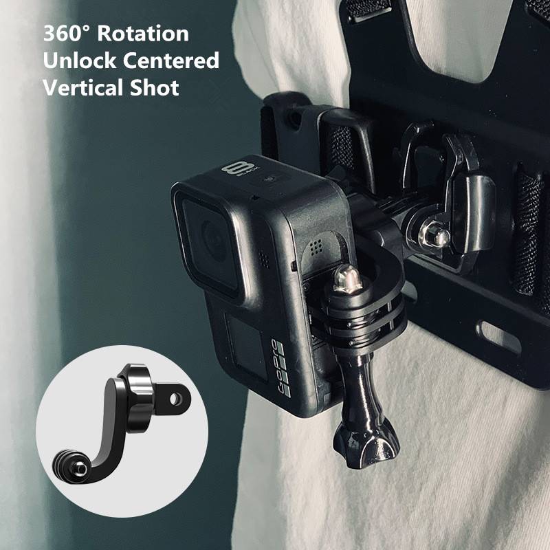 360 Vertical Bracket Adapter For GoPro 13/12/11/10/9/8 DJI Action 5 Motorcycle Helmet Chin Mount Holder Action Camera Accessory