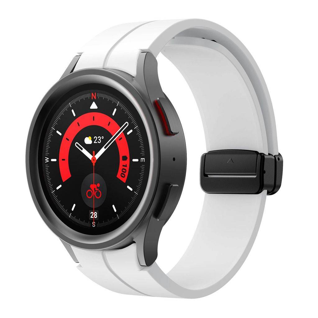 Samsung Galaxy Watch 7/6/5 Urrem Silikone Magnetisk Spænde – Hvid