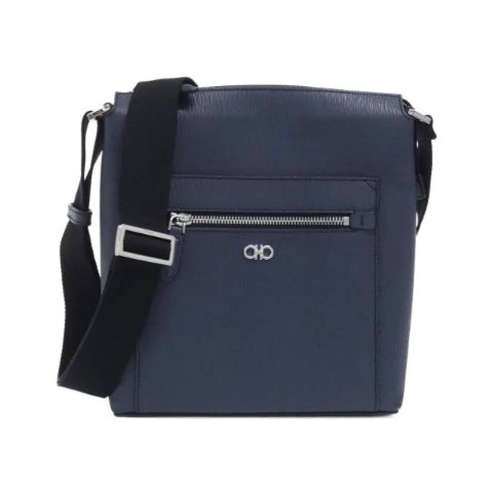 Salvatore Ferragamo Pre-owned Pre-owned Læder Skuldertaske - Vintage - unisex - Blå - ONE SIZE - Uld