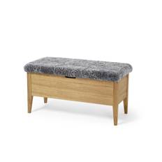 Klinte Bänk 90 | Oljad Ek | Fårskinn - Natur, Grå (90 cm)