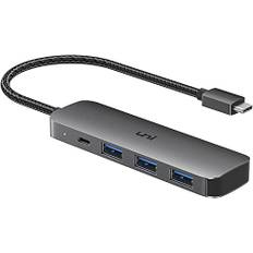 USB C Hub, Uni 4-port USB C-adapter med 3 USB 3.0-portar, 100 W USB-C PD (Thunderbolt 3-kompatibel), för MacBook Pro/Air, iPad Pro/Air, Surface Go, Dell XPS, Pixelbook och fler typ C-enheter