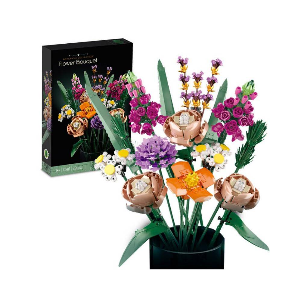 (Bouquet,754PCS)Building Blocks Rose Bouquet Succulent Botanical Flower Bouquet Model Toy Gifts